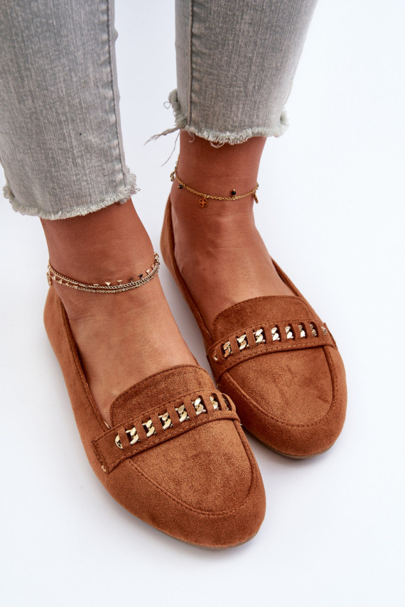Shiny Women's Loafers With Chain Camel Aredilla