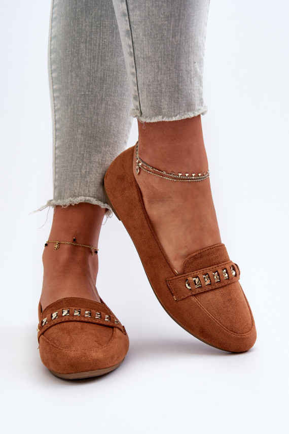 Shiny Women's Loafers With Chain Camel Aredilla