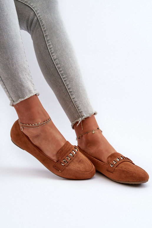 Shiny Women's Loafers With Chain Camel Aredilla
