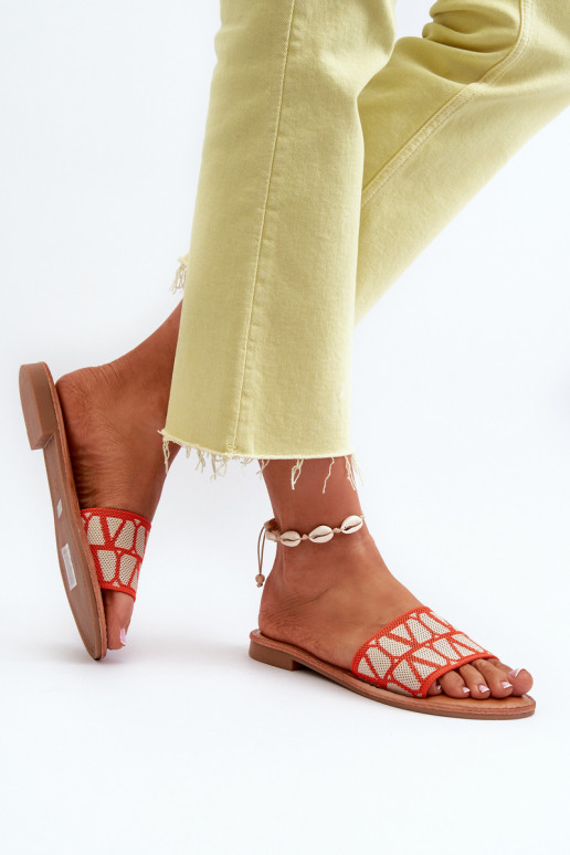 Women's Flat Heel Sandals Orange Traivea