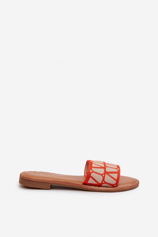 Women's Flat Heel Sandals Orange Traivea