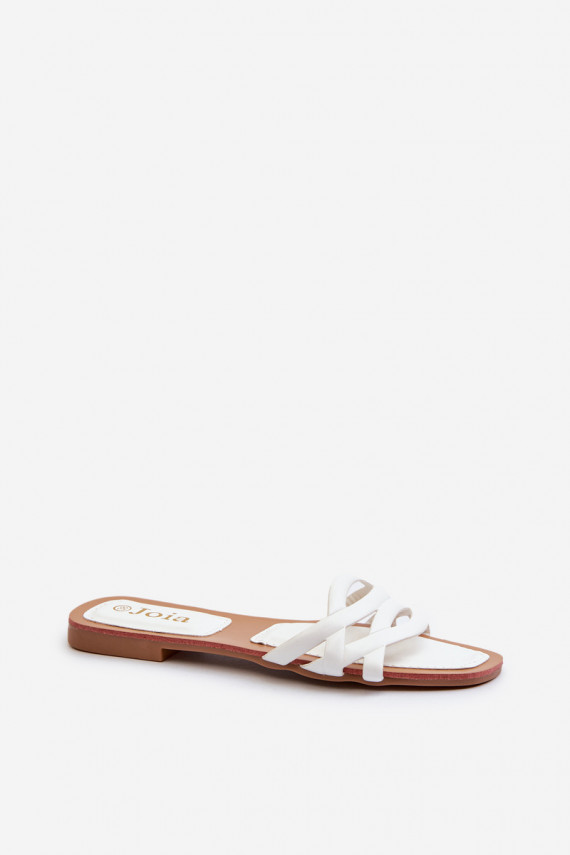 Women's eco leather flat heel sandals white Moldela