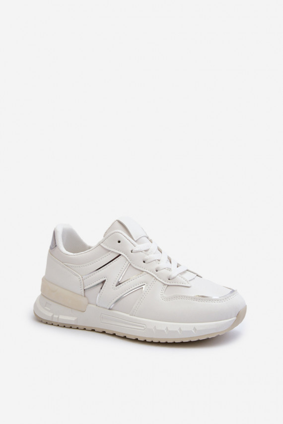 Women's White Faux Leather Sneakers Kaimans