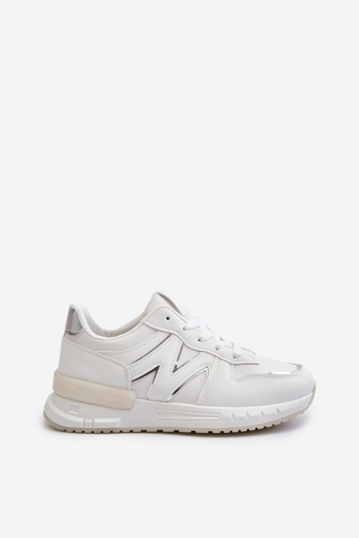 Women's White Faux Leather Sneakers Kaimans