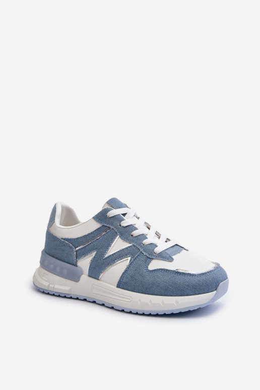 Women's Denim Sneakers Made of Eco Leather Blue Kaimans