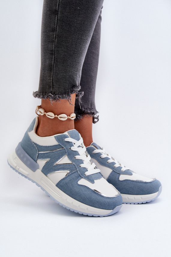 Women's Denim Sneakers Made of Eco Leather Blue Kaimans