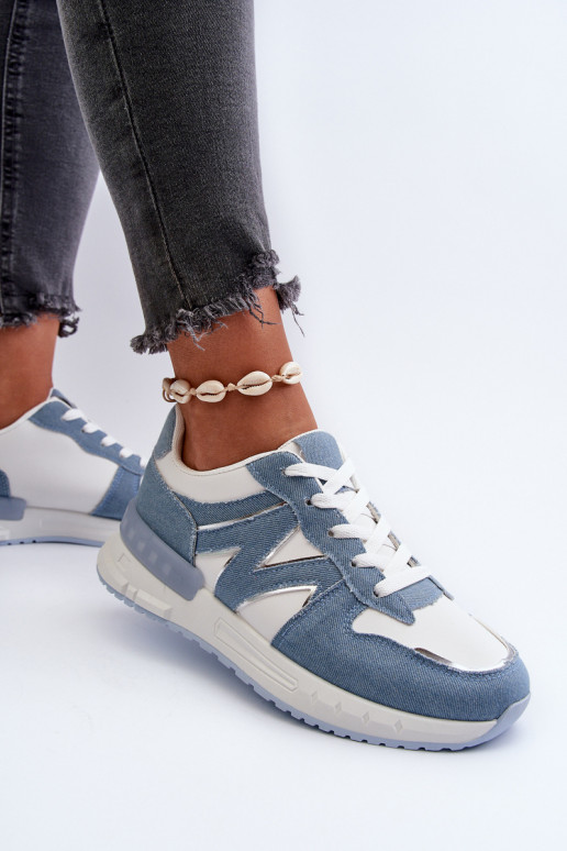 Women's Denim Sneakers Made of Eco Leather Blue Kaimans