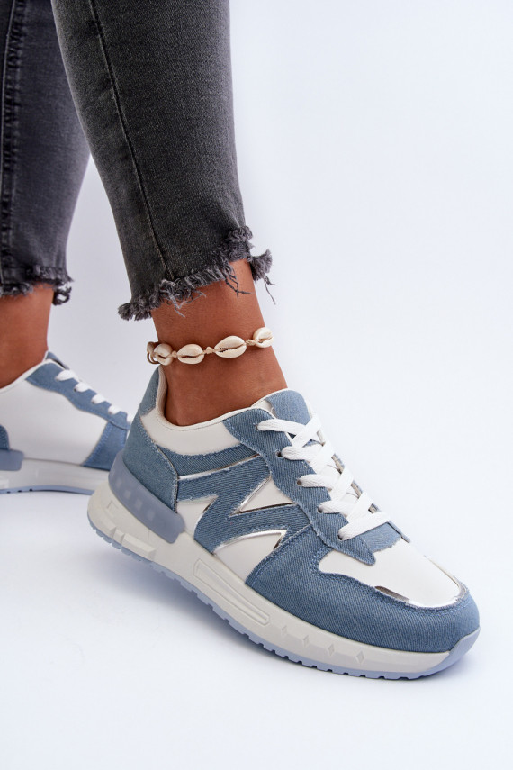 Women's Denim Sneakers Made of Eco Leather Blue Kaimans