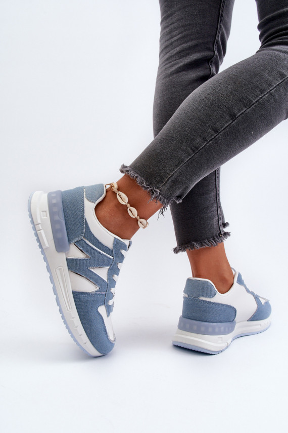 Women's Denim Sneakers Made of Eco Leather Blue Kaimans
