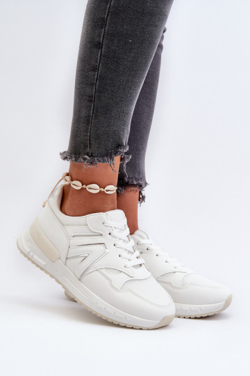 Women's White Faux Leather Sneakers Kaimans 2
