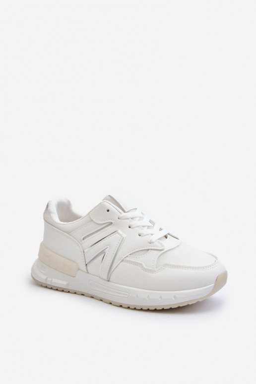 Women's White Faux Leather Sneakers Kaimans