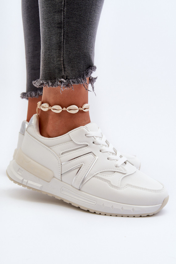 Women's White Faux Leather Sneakers Kaimans