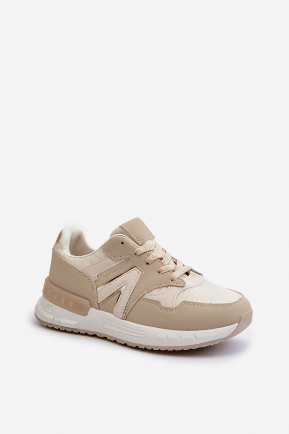Women's Beige Faux Leather Sneakers Vinelli