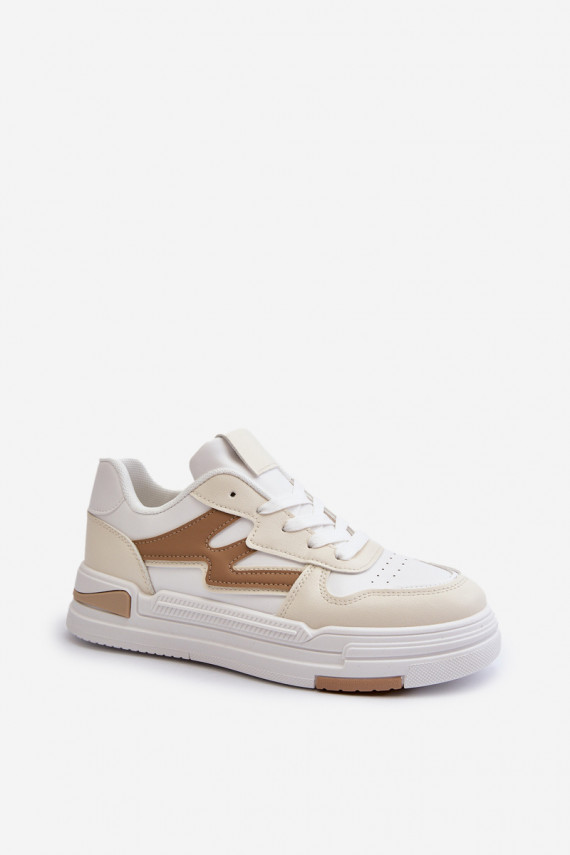 Women's Platform Sneakers in Beige Synthetic Leather Lynnette