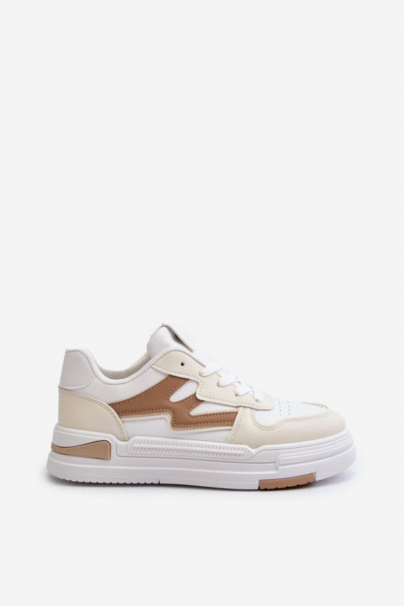 Women's Platform Sneakers in Beige Synthetic Leather Lynnette