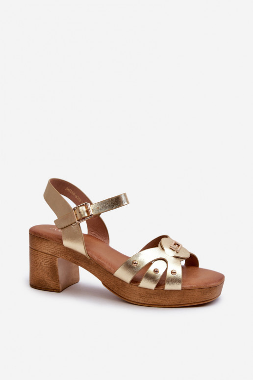 Women's High Heel Sandals in Gold Eco Leather Assames