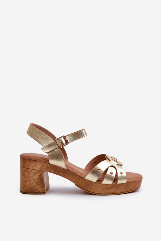 Women's High Heel Sandals in Gold Eco Leather Assames