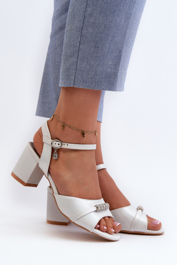 Women's Eco Leather Sandals with Heel and Silver Decorations Narhi 2