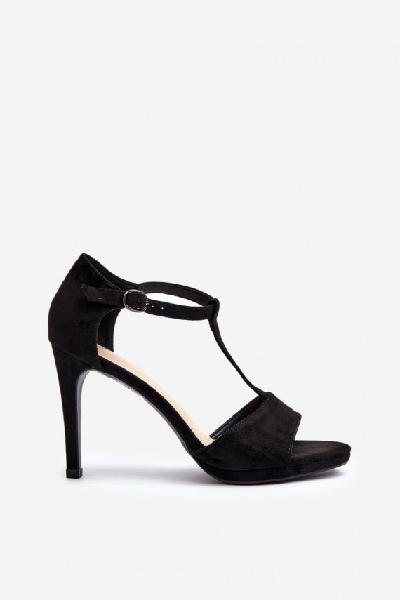 Women's high heel sandals in black faux suede Obdaria