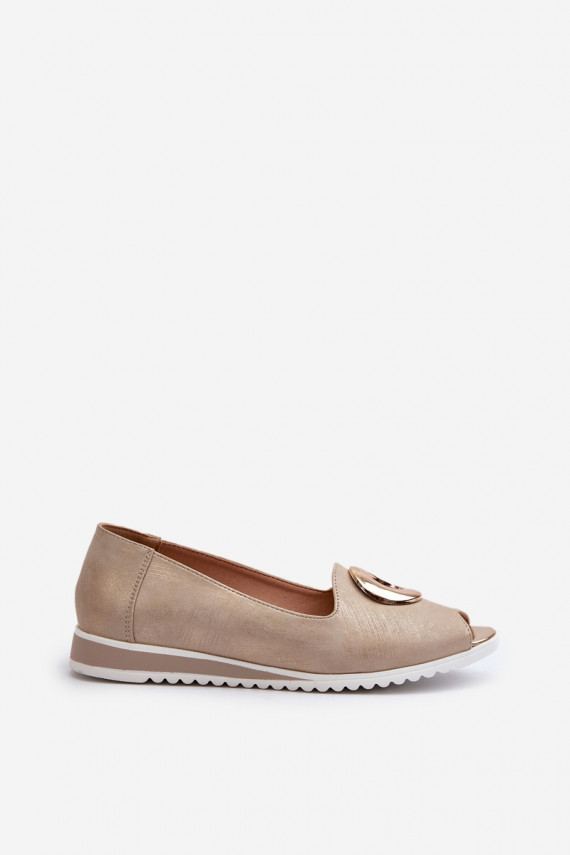 Women's pumps with eco leather ornament in gold Biolita