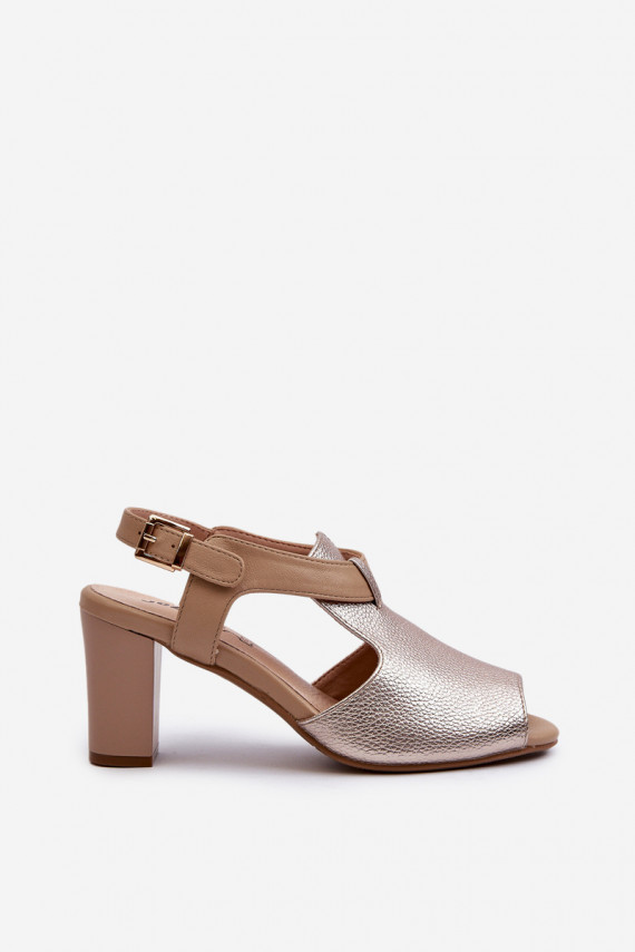 Women's Sandals with High Heel Made of Eco Leather Gold Queenmarie