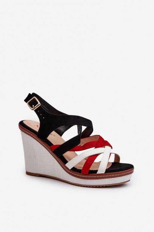 Wedge Sandals With Straps navy blue Ellen