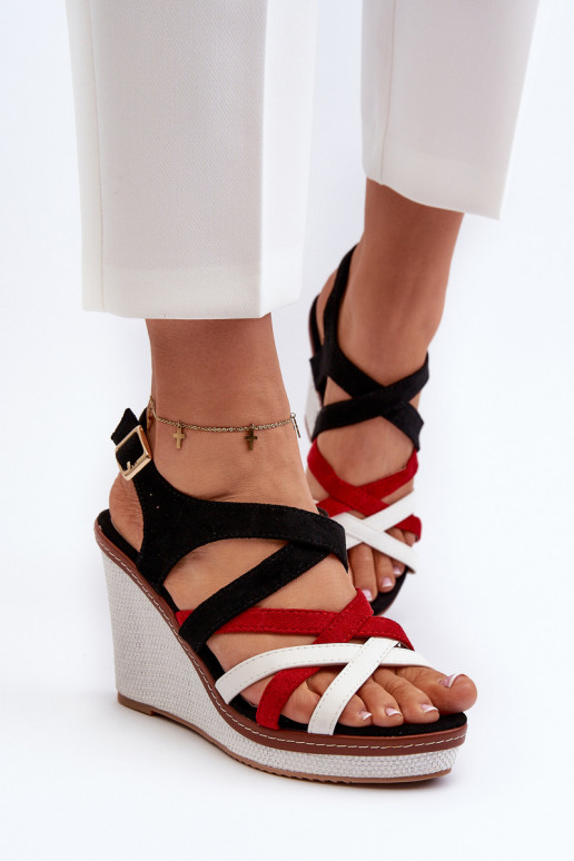 Wedge Sandals With Straps navy blue Ellen