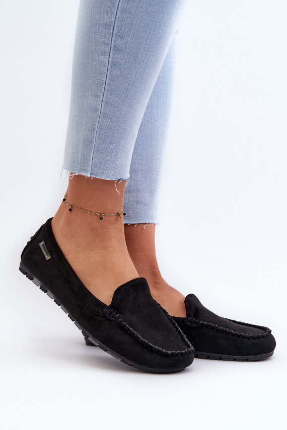 Women's Black Faux Suede Moccasins Amrutia