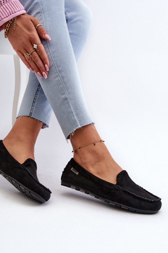 Women's Black Faux Suede Moccasins Amrutia