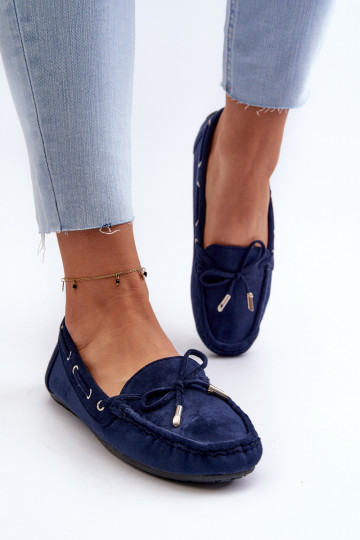 Women's Navy Suede Moccasins Si Passione 2