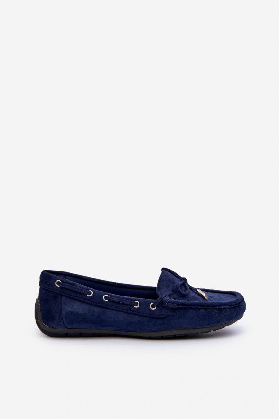 Women's Navy Suede Moccasins Si Passione
