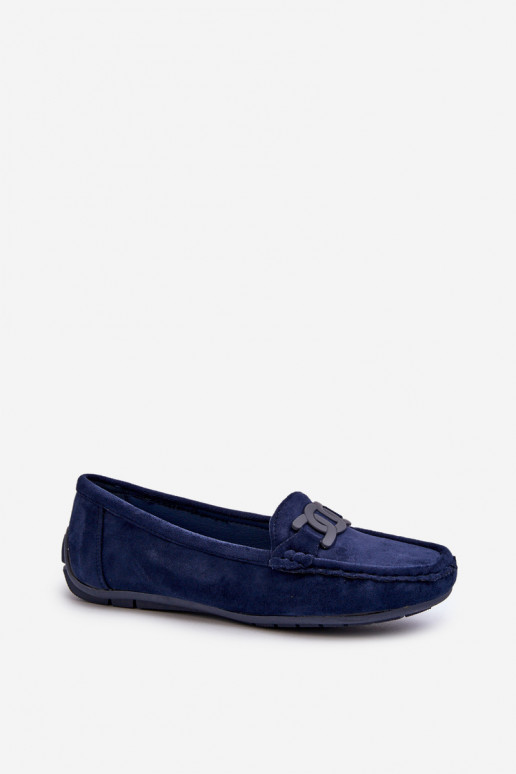 Women's Stylish Suede Moccasins Navy Blue Rabell