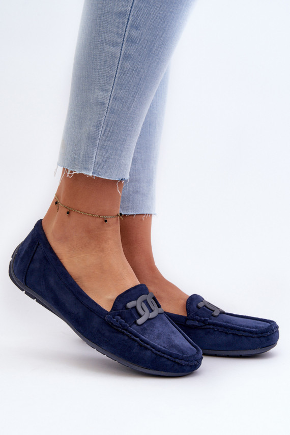 Women's Stylish Suede Moccasins Navy Blue Rabell