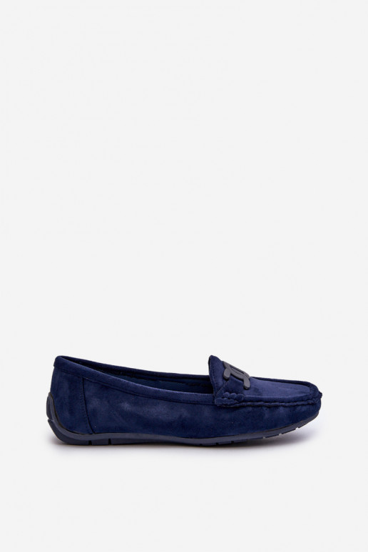 Women's Stylish Suede Moccasins Navy Blue Rabell