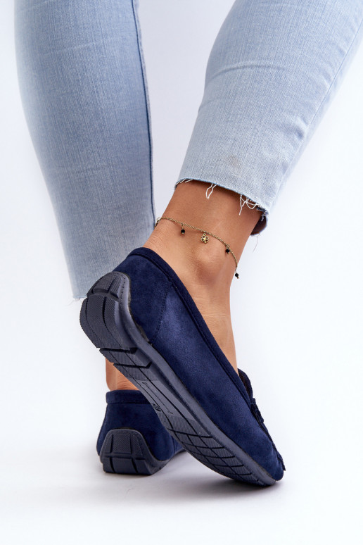 Women's Stylish Suede Moccasins Navy Blue Rabell