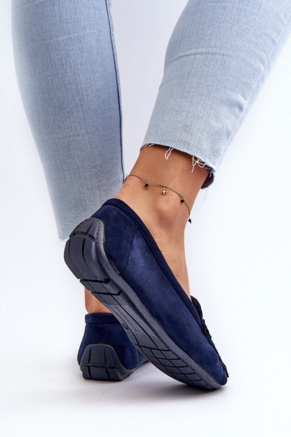 Women's Stylish Suede Moccasins Navy Blue Rabell