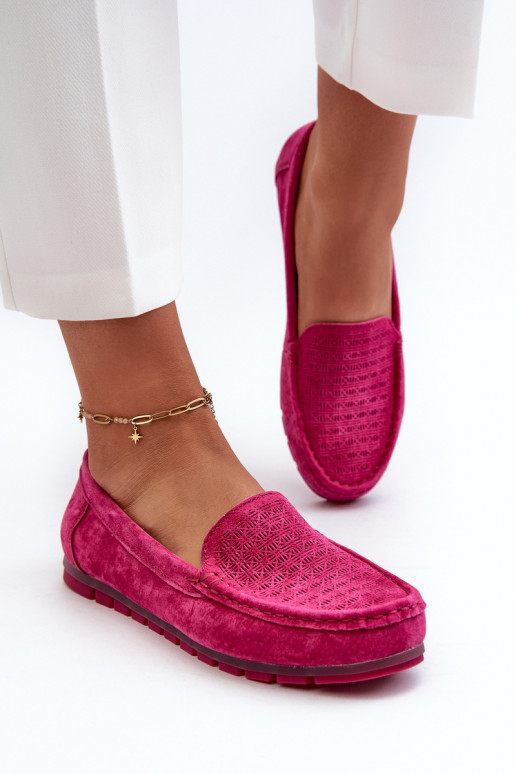 Pink Women's Suede Moccasins S.Barski LR755