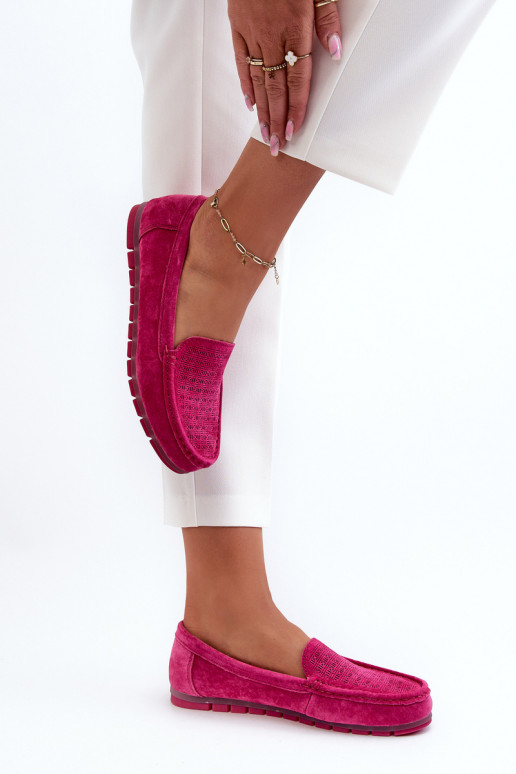 Pink Women's Suede Moccasins S.Barski LR755