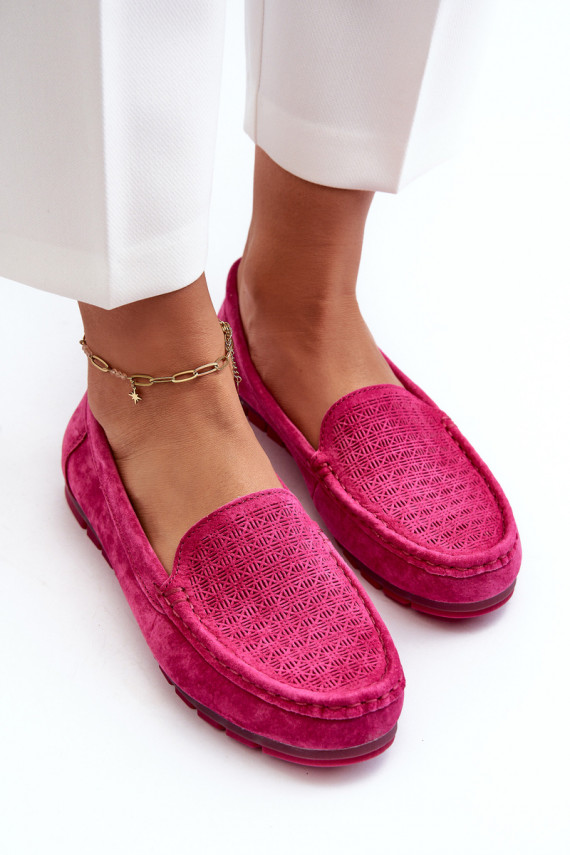 Pink Women's Suede Moccasins S.Barski LR755