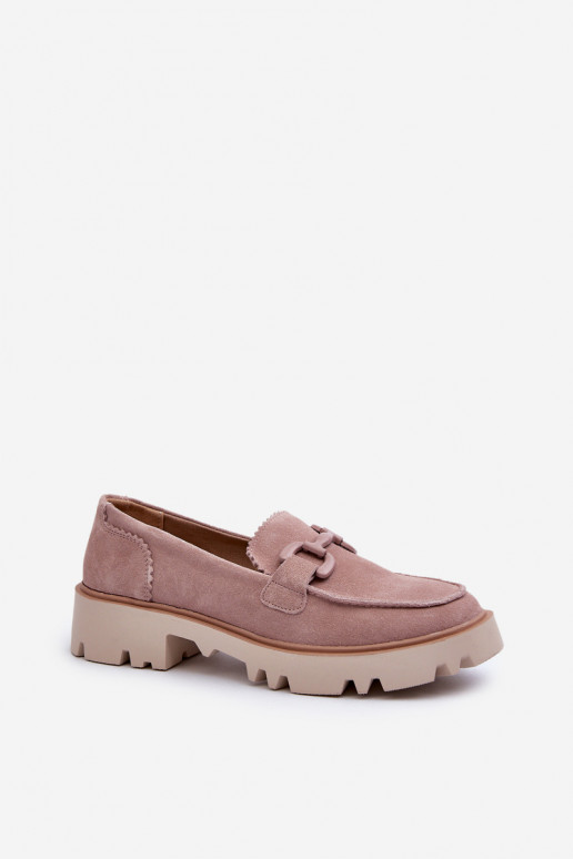 Women's Beige Suede Moccasins with Ornament D&A TW117 Beige