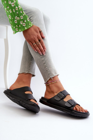 Light Foam Women's Flip Flops With Buckles Big Star NN274A750 Black 2