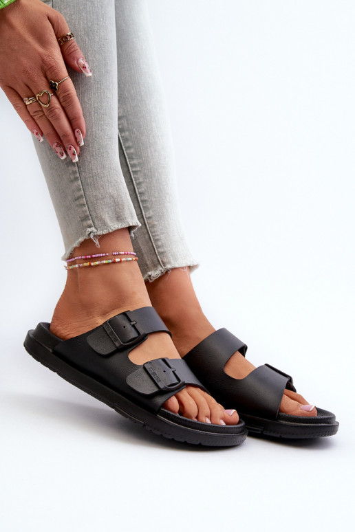 Light Foam Women's Flip Flops With Buckles Big Star NN274A750 Black