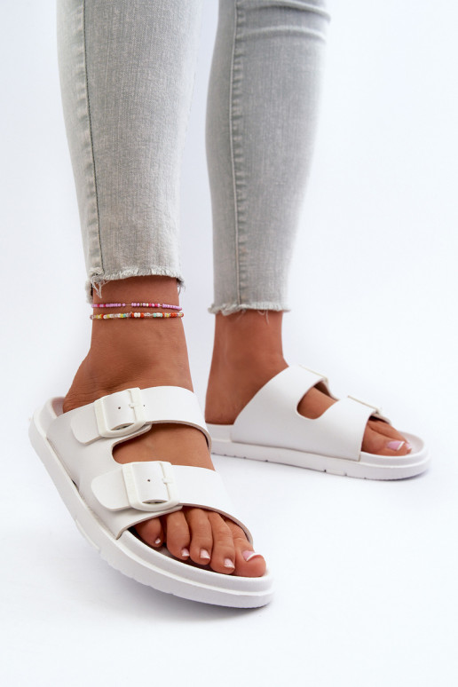 Light Foam Women's Slides With Buckles Big Star NN274A751 White