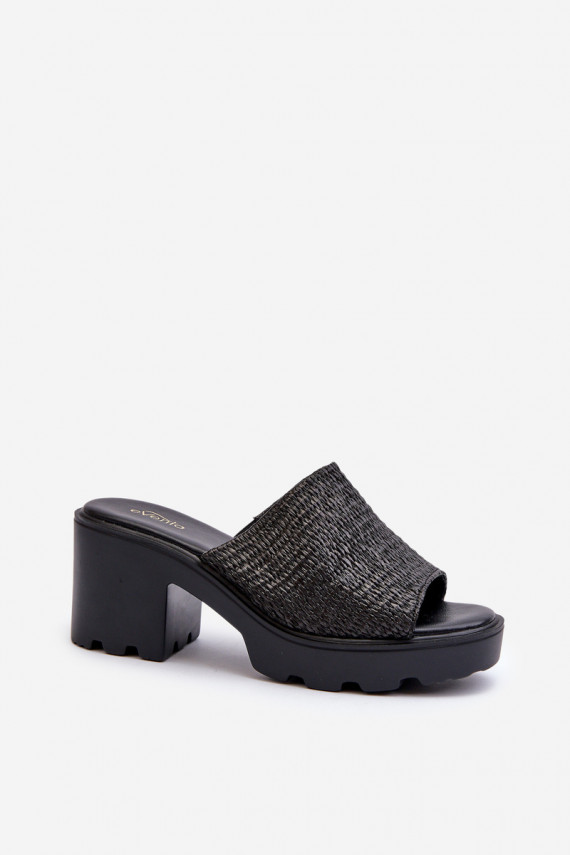 Women's Sandals with Weave on Heel Black Titantha
