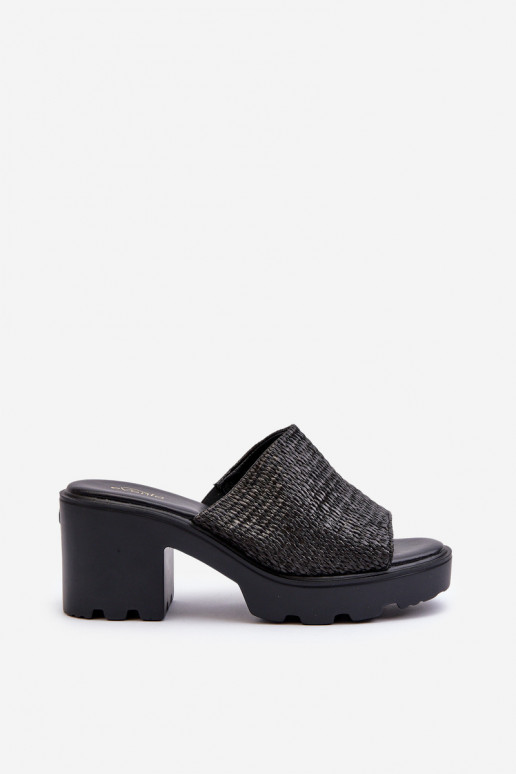 Women's Sandals with Weave on Heel Black Titantha