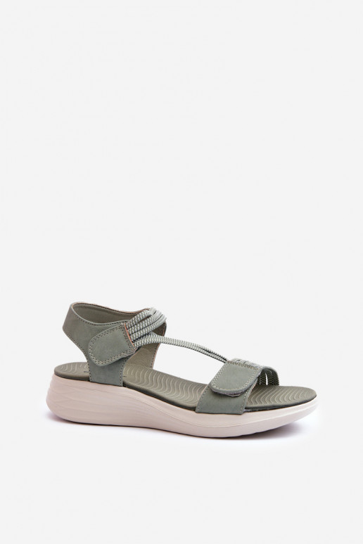 Women's Comfortable Green Velcro Sandals Eladora