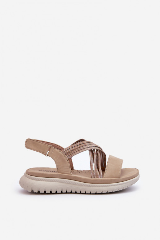 Light Women's Comfortable Velcro Sandals Beige Ceclea