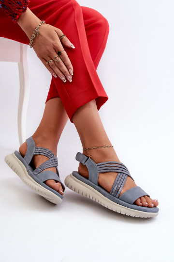 Light Women's Comfortable Velcro Sandals Blue Ceclea 2