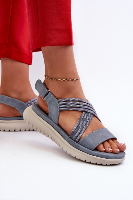 Light Women's Comfortable Velcro Sandals Blue Ceclea