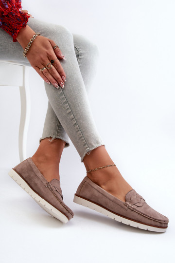 Women's Dark Beige Faux Suede Loafers Nestalia 2